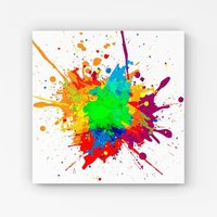 Warren Reed - Designer Paint Splash Canvas in Green | Size: W16" x H16"
