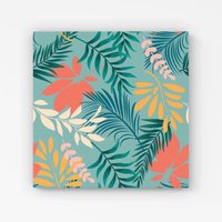 Warren Reed - Designer Abstract Bright Colorful Tropical Leaves Canvas in Blue | Size: W16" x H16"
