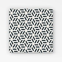 Warren Reed - Designer Geometric Monochrome Hexagonal Pattern Canvas in Black | Size: W16" x H16"