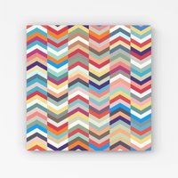 Warren Reed - Designer Geometric Multi Colored Chevron Pattern Canvas in Red | Size: W16" x H16"