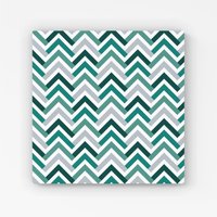 Warren Reed - Designer Geometric Retro Vintage Colored Chevron Pattern Canvas in Green | Size: w40 inch x h40 inch