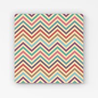 Warren Reed - Designer Geometric Vintage Colored Chevron Pattern Canvas in Green | Size: w10 inch x h10 inch