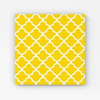 Warren Reed - Designer Geometric Yellow Quatrefoil Wave Canvas | Size: W16" x H16"