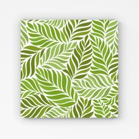 Warren Reed - Designer Green Leaf Pattern Canvas | Size: W30" x H30"