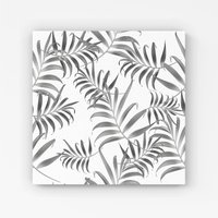Warren Reed - Designer Hawaiian Style Palm Leaves Canvas in Grey | Size: w40 inch x h40 inch