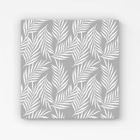 Warren Reed - Designer Palm Tree Leaves Canvas in Grey | Size: W16" x H16"