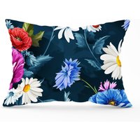 Warren Reed - Designer Poppy Flowers With Chamomile Blue Cushions | Size: 45 cm x 45 cm