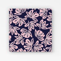 Warren Reed - Designer Pink Navy Floral Botanical Pattern Canvas | Size: w10 inch x h10 inch