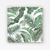 Warren Reed - Designer Trendy Tropical Leaves Canvas in Green | Size: W30" x H30"