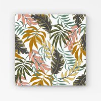 Warren Reed - Designer Tropical Leaves Canvas in Green | Size: w10 inch x h10 inch