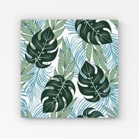 Warren Reed - Designer Tropical Pattern With Bright Plants & Flowers Canvas in Green | Size: w10 inch x h10 inch