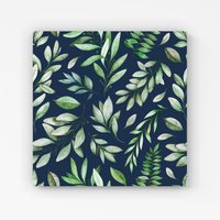 Warren Reed - Designer Watercolor Leaves Canvas in Green | Size: W30" x H30"