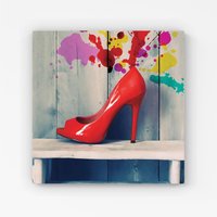 Warren Reed - Designer Retro Red Shoes Canvas | Size: w40 inch x h40 inch