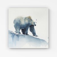 Warren Reed - Designer Polar Bear Watercolour Canvas in Brown | Size: W30" x H30"