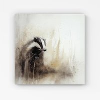 Warren Reed - Designer Badger Watercolour Canvas in Brown | Size: W30" x H30"