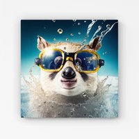 Warren Reed - Designer Dormouse With Glasses Splashart Canvas in Brown | Size: w40 inch x h40 inch
