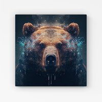 Warren Reed - Designer Brown Bear Face Splashart Canvas | Size: w40 inch x h40 inch
