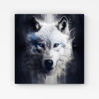 Warren Reed - Designer White Wolf Face Splashart Dark Backgrouns Canvas | Size: w10 inch x h10 inch