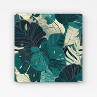 Warren Reed - Designer Tropical Green Leaves Canvas | Size: w10 inch x h10 inch