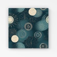 Warren Reed - Designer Blue Moon & Sun Canvas in Green | Size: W30" x H30"