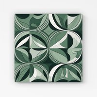 Warren Reed - Designer Geometric Green Black Canvas | Size: W30" x H30"