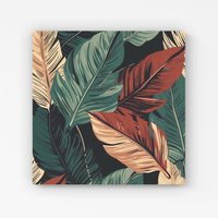 Warren Reed - Designer Autumn Colour Leaves Canvas in Green | Size: w40 inch x h40 inch