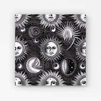 Warren Reed - Designer Moon & Sun Black White Canvas | Size: W30" x H30"