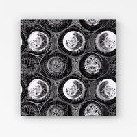 Warren Reed - Designer Black White Moon & Sun Canvas in Grey | Size: w40 inch x h40 inch
