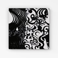 Warren Reed - Designer Black Grey Abstract Canvas | Size: W30" x H30"