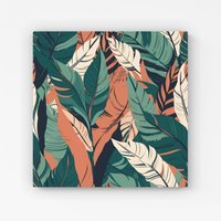 Warren Reed - Designer Autumn Tropical Leaves Canvas in Green | Size: w40 inch x h40 inch