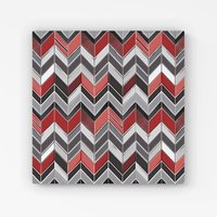 Warren Reed - Designer Red Grey Geometric Pattern Canvas | Size: w10 inch x h10 inch