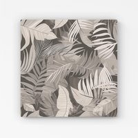 Warren Reed - Designer Grey Brown Tropical Leaves Canvas | Size: W16" x H16"
