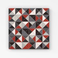 Warren Reed - Designer Grey Red Triangle Geometric Canvas | Size: w10 inch x h10 inch