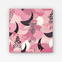 Warren Reed - Designer Abstract Pink Moon Pattern Canvas | Size: w10 inch x h10 inch