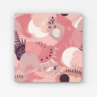 Warren Reed - Designer Abstract Pink White Canvas | Size: w10 inch x h10 inch