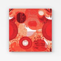Warren Reed - Designer Abstract Red Sun pattern Canvas | Size: W30" x H30"