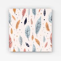 Warren Reed - Designer Pastel Feather Pattern Canvas in Blue | Size: w10 inch x h10 inch
