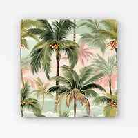 Warren Reed - Designer Palm Trees Pattern Canvas in Green | Size: W30" x H30"