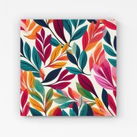 Warren Reed - Designer Bright Leaves Pattern Canvas in Orange | Size: w10 inch x h10 inch
