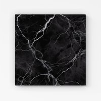 Warren Reed - Designer Black Marble Pattern Canvas | Size: W16" x H16"