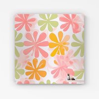 Warren Reed - Designer Yellow & Pink Flowers Canvas | Size: w10 inch x h10 inch