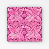 Warren Reed - Designer Pink Abstract Floral Design Canvas | Size: w40 inch x h40 inch