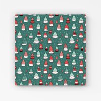 Warren Reed - Designer Hand Drawn Joyful Santa Hats Canvas in Green | Size: w40 inch x h40 inch