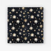 Warren Reed - Designer Silver Gold Snowflake Pattern Canvas in Blue | Size: W16" x H16"