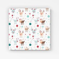 Warren Reed - Designer Happy Reindeer With Christmas Lights Canvas in White | Size: w10 inch x h10 inch