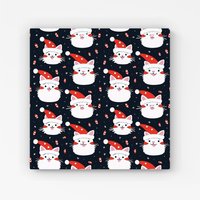 Warren Reed - Designer Cute Cats Wearing Santa Claus Hats Canvas in Red | Size: W16" x H16"