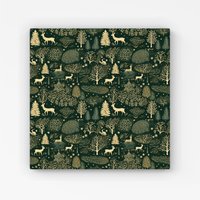 Warren Reed - Designer Green Christmas Woodlands Canvas | Size: W30" x H30"