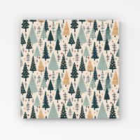 Warren Reed - Designer Boho Inspired Christmas Tree Pattern Canvas in Green | Size: W30" x H30"