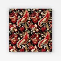 Warren Reed - Designer Paisley Christmas Stars Red Canvas | Size: W30" x H30"