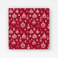 Warren Reed - Designer Red Christmas Decorations Pattern Canvas | Size: W16" x H16"